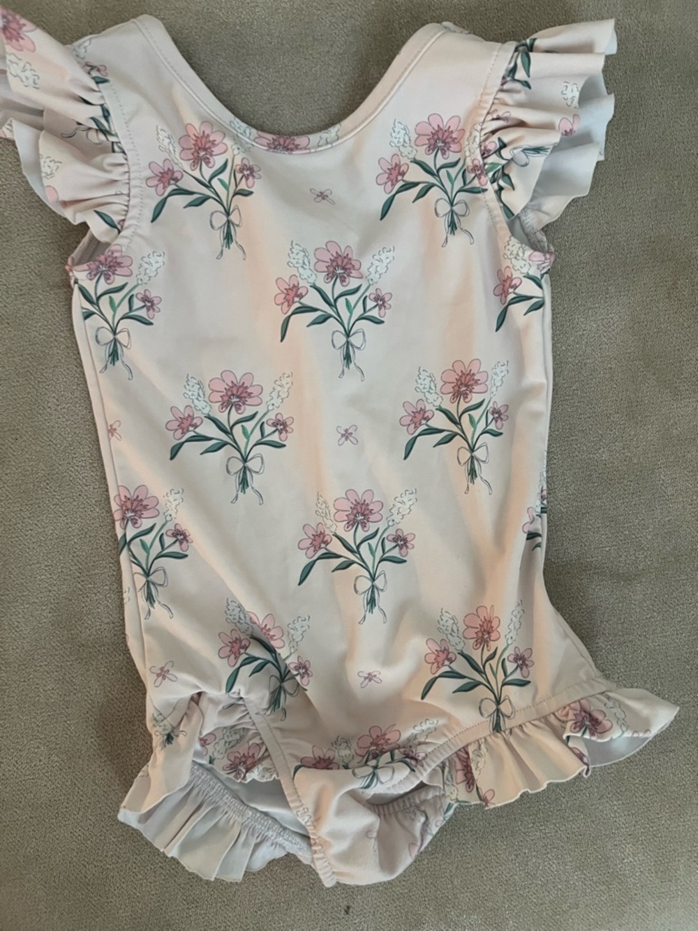 Girls Pink Floral Ruffle One-Piece Top